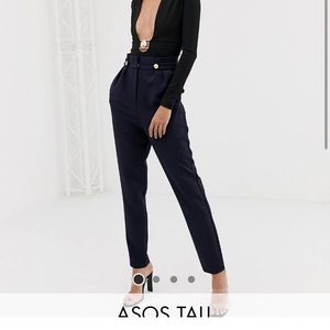 ASOS DESIGN Tall tapered pants with pleat and
military buttons